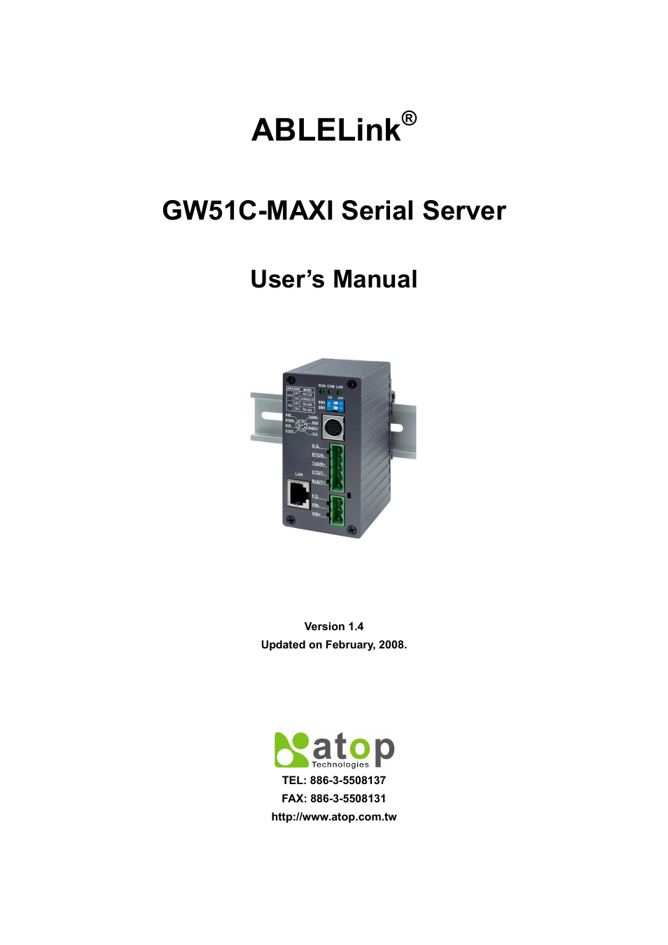 Atop Technology GW51C-MAXI-WDT User manual User Manual | 68 pages