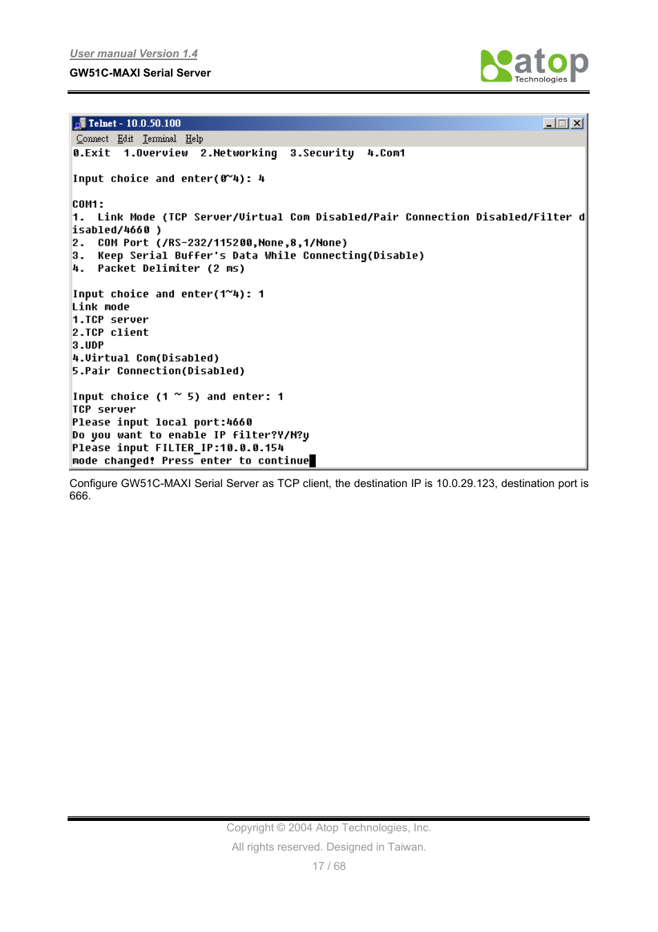 Atop Technology GW51C-MAXI-WDT User manual User Manual | Page 18 / 68