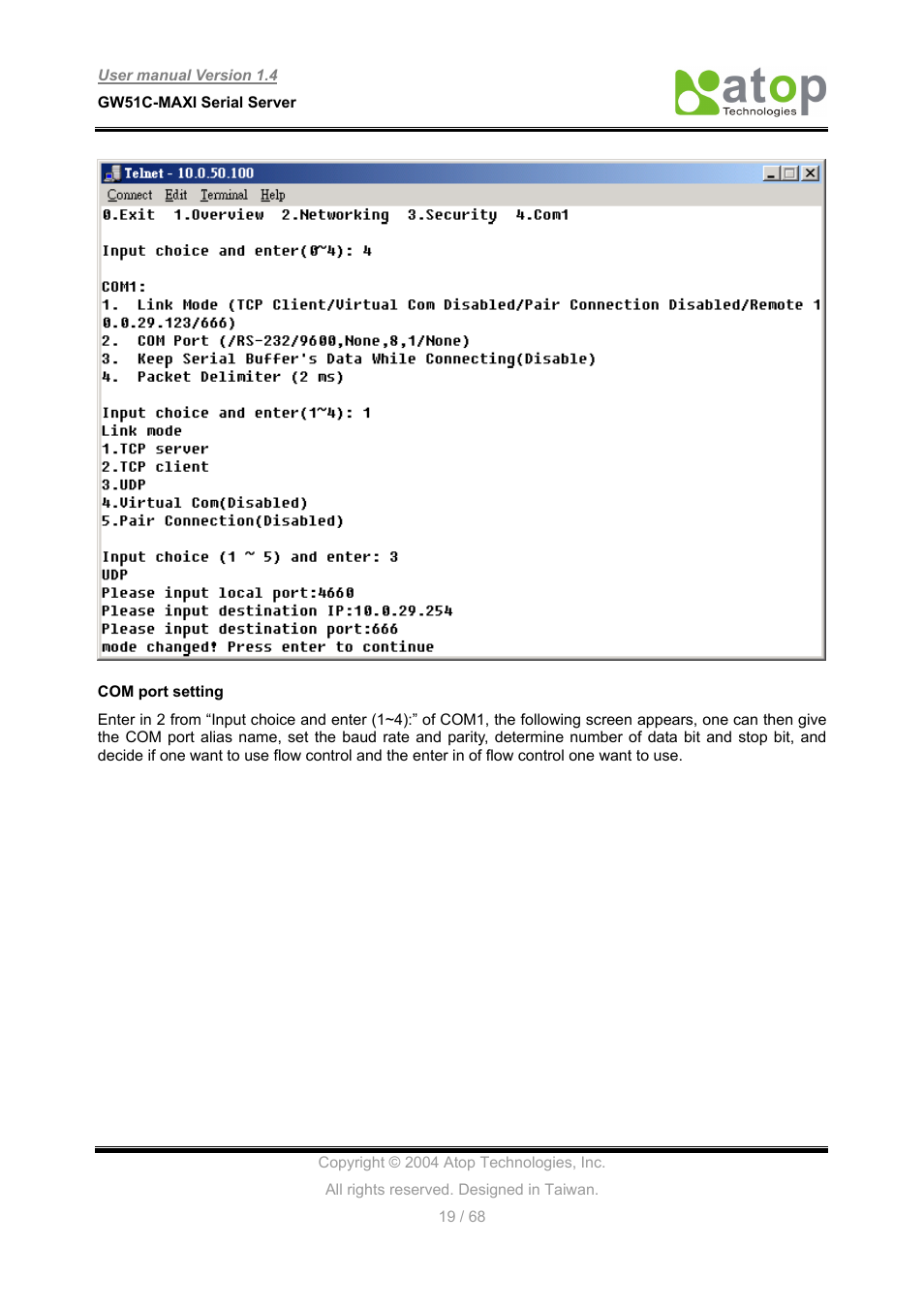 Atop Technology GW51C-MAXI-WDT User manual User Manual | Page 20 / 68