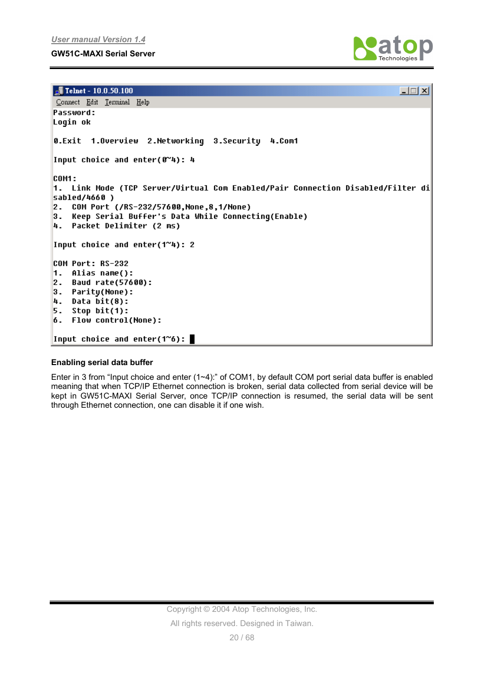 Atop Technology GW51C-MAXI-WDT User manual User Manual | Page 21 / 68