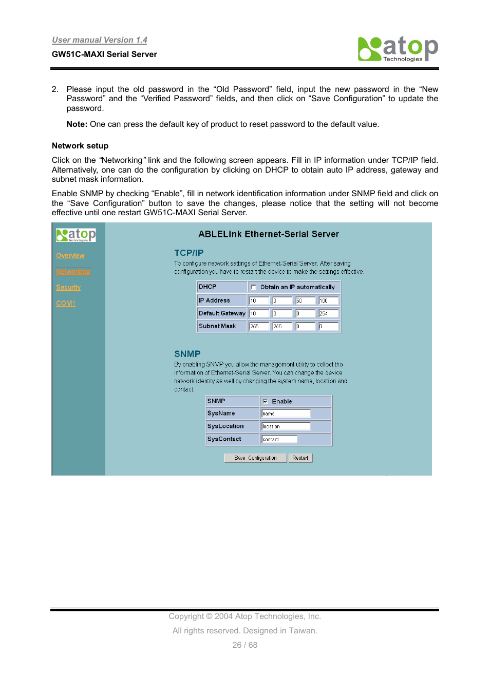 Atop Technology GW51C-MAXI-WDT User manual User Manual | Page 27 / 68