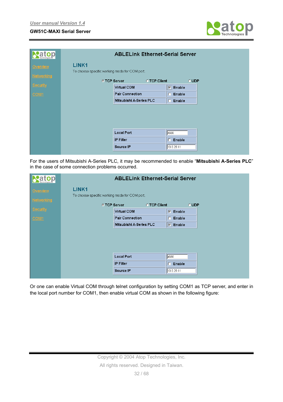 Atop Technology GW51C-MAXI-WDT User manual User Manual | Page 33 / 68