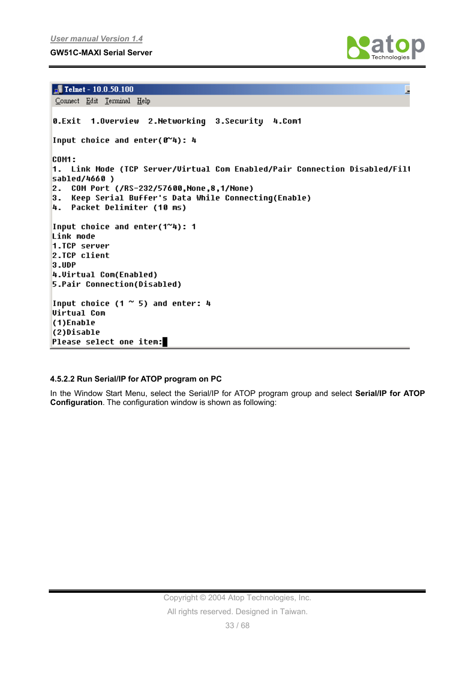 Atop Technology GW51C-MAXI-WDT User manual User Manual | Page 34 / 68