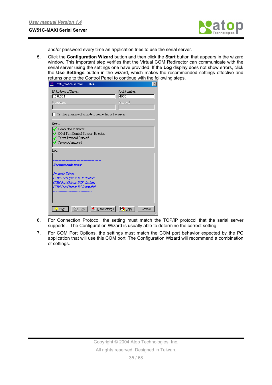 Atop Technology GW51C-MAXI-WDT User manual User Manual | Page 36 / 68