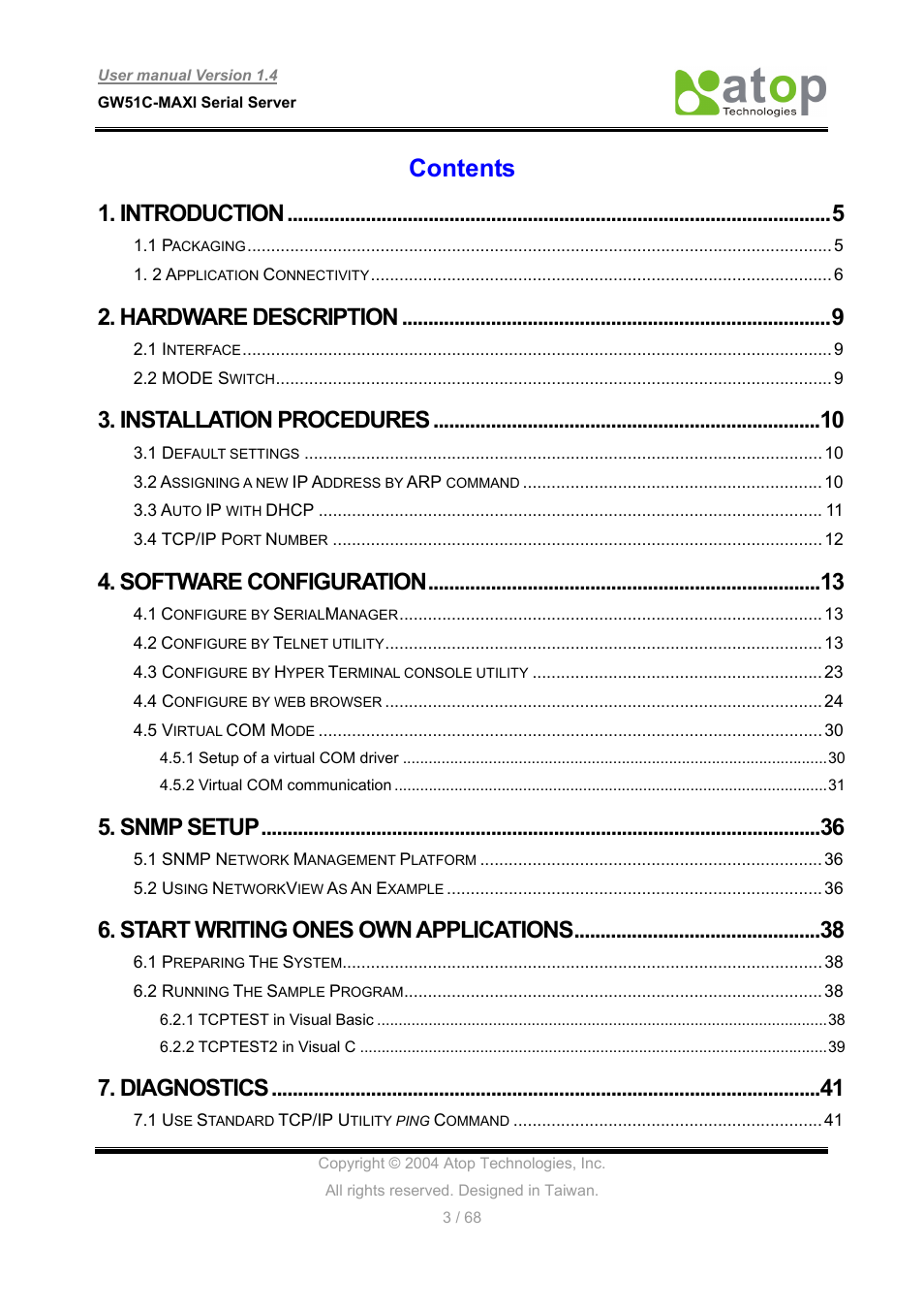 Atop Technology GW51C-MAXI-WDT User manual User Manual | Page 4 / 68