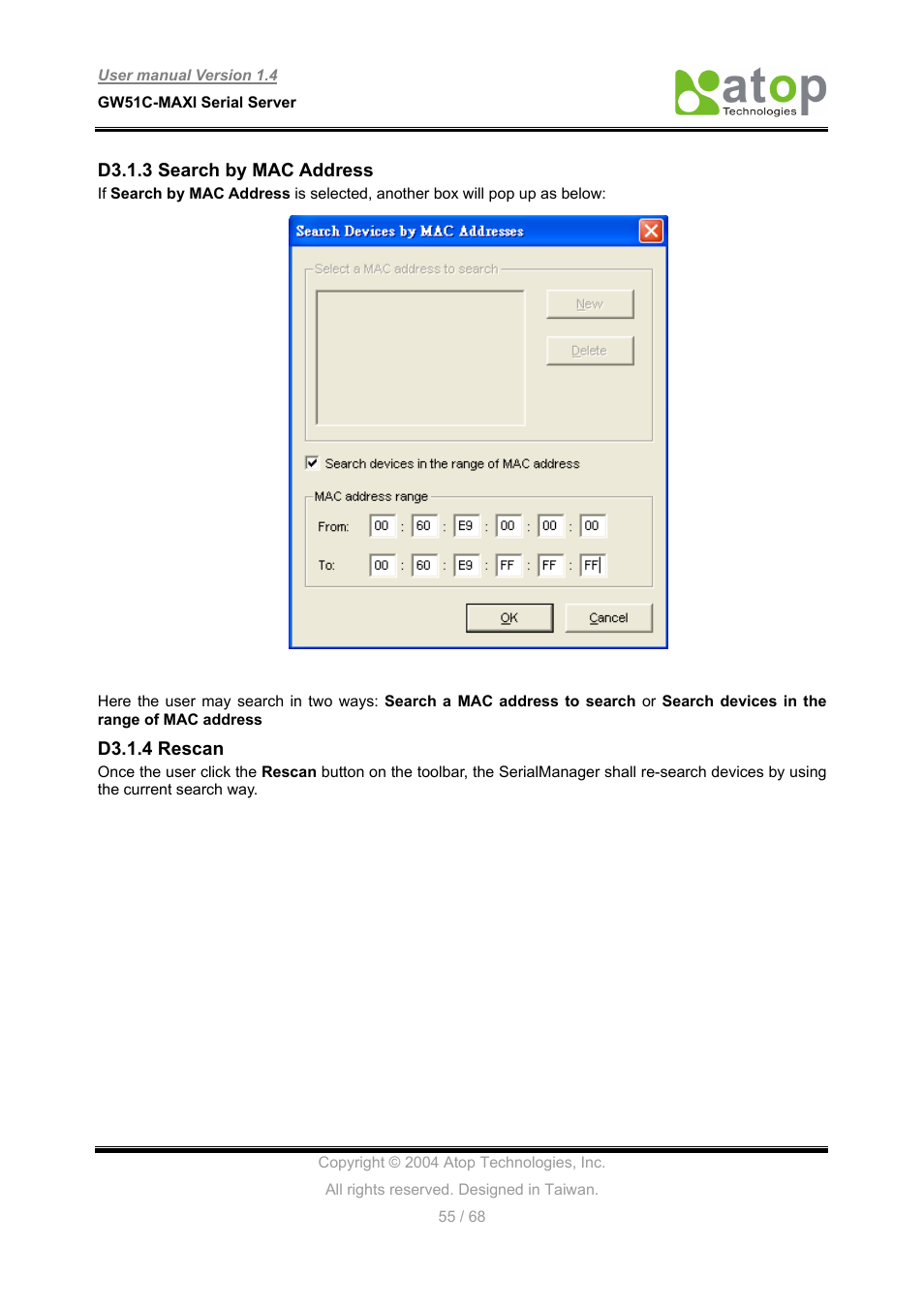 Atop Technology GW51C-MAXI-WDT User manual User Manual | Page 56 / 68