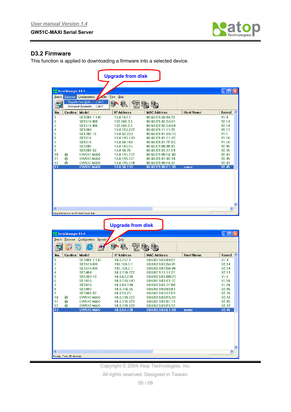 Atop Technology GW51C-MAXI-WDT User manual User Manual | Page 57 / 68