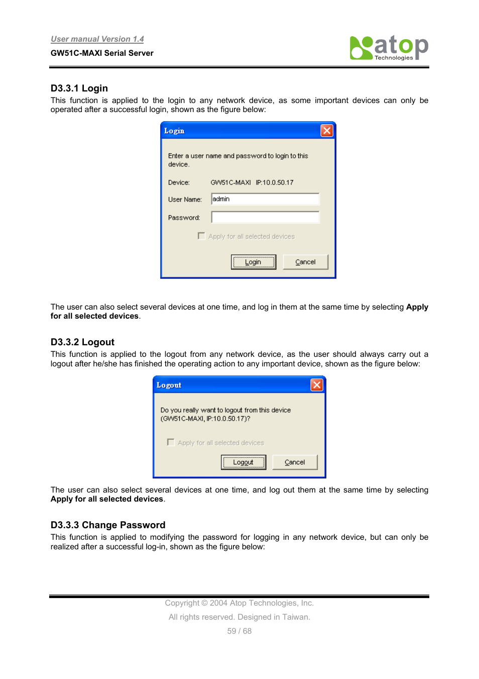 Atop Technology GW51C-MAXI-WDT User manual User Manual | Page 60 / 68