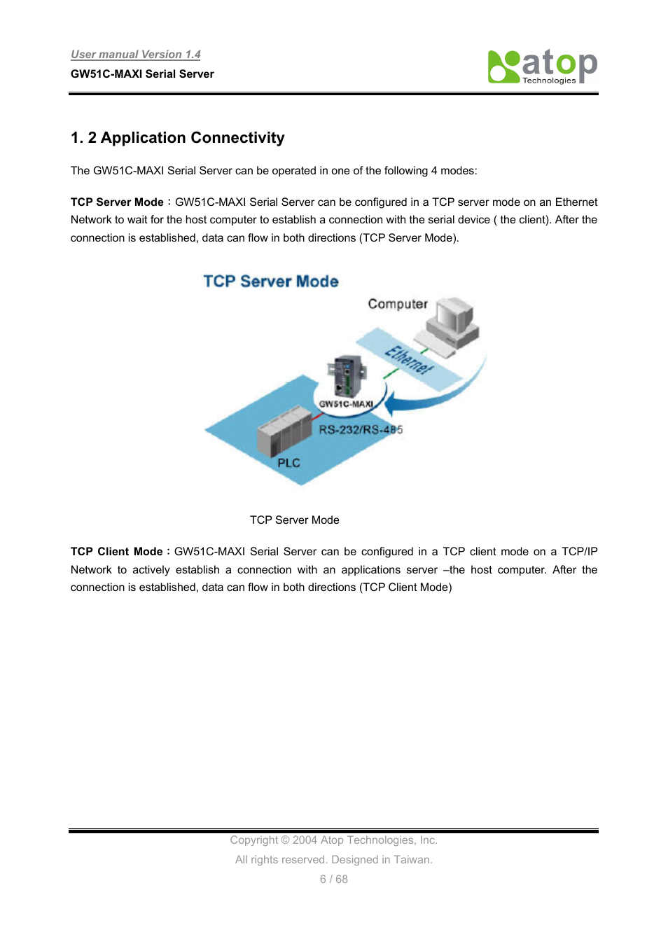 2 application connectivity | Atop Technology GW51C-MAXI-WDT User manual User Manual | Page 7 / 68