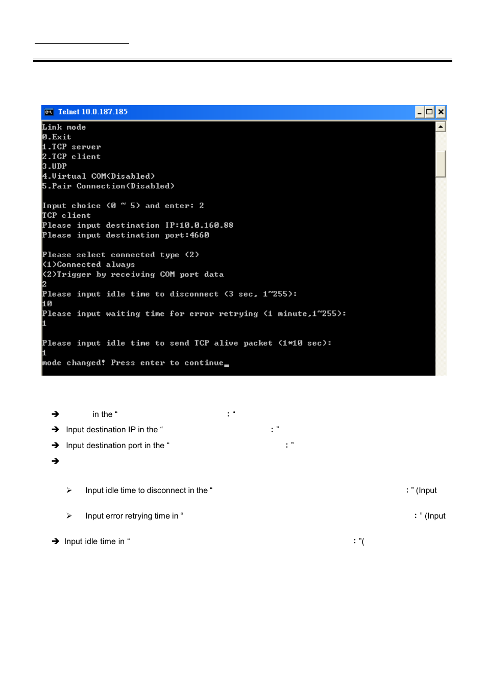 Configure se5001a as tcp client | Atop Technology SE5001A User manual User Manual | Page 22 / 72