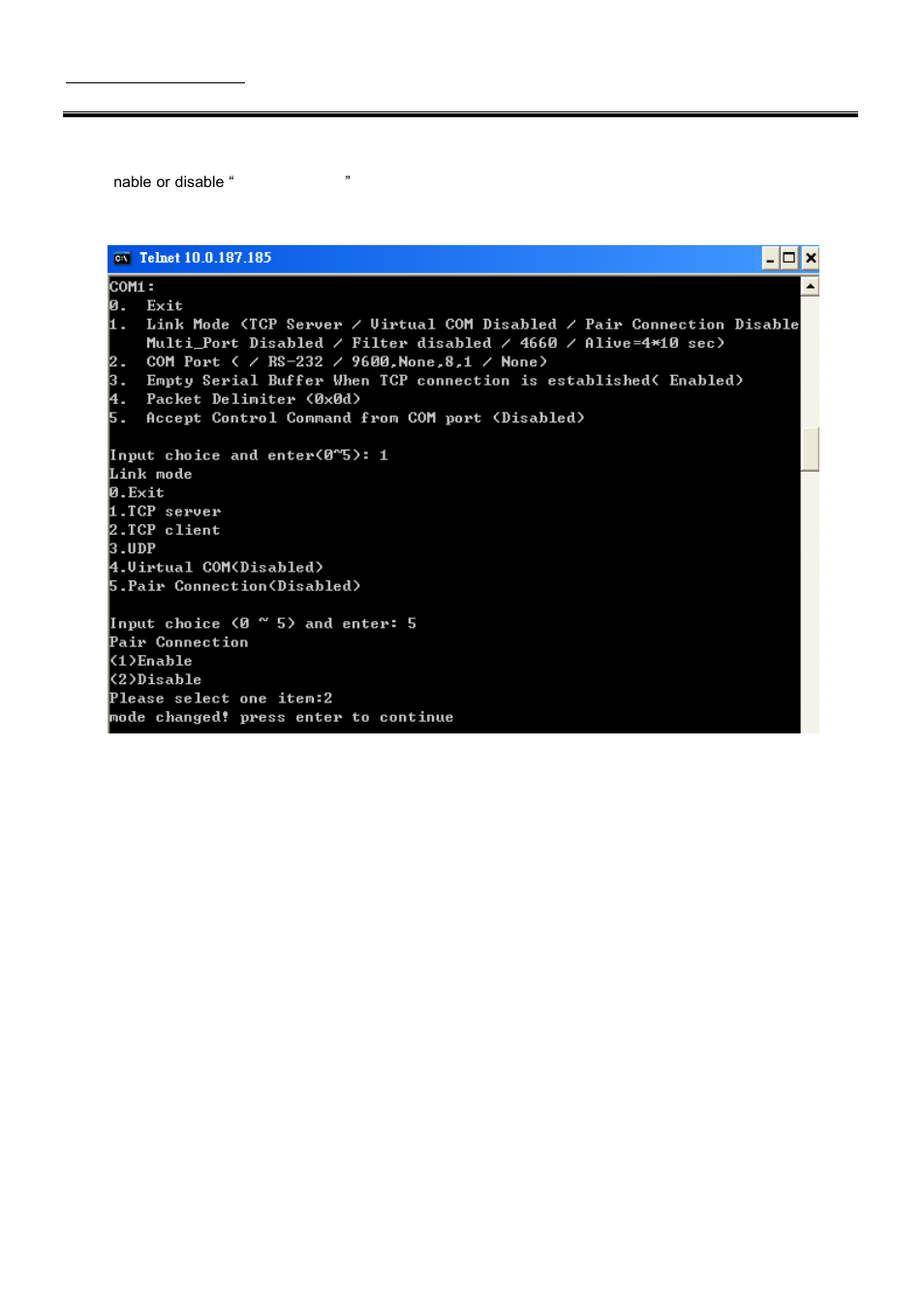 Enable / disable pair connection | Atop Technology SE5001A User manual User Manual | Page 25 / 72