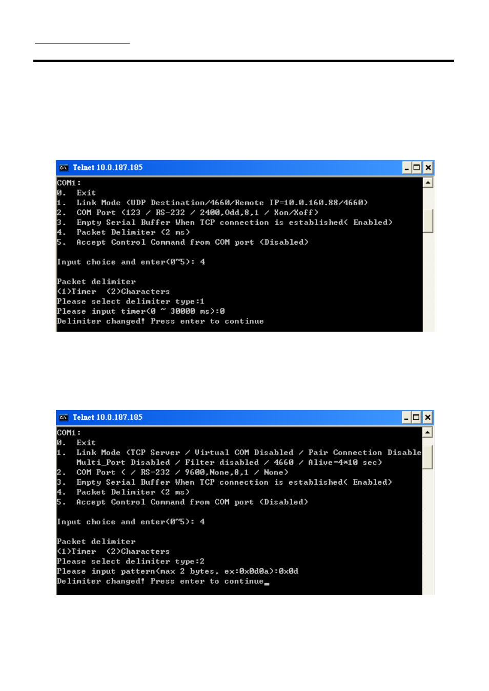 Setting packet delimiter | Atop Technology SE5001A User manual User Manual | Page 28 / 72