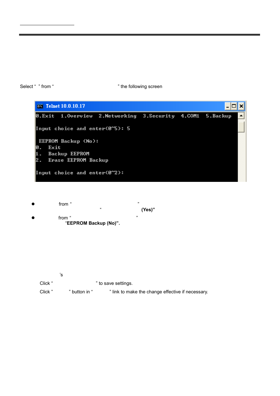 Accept control command from com port, Backup eeprom to flash, 3 configuration using web browser | Atop Technology SE5001A User manual User Manual | Page 29 / 72