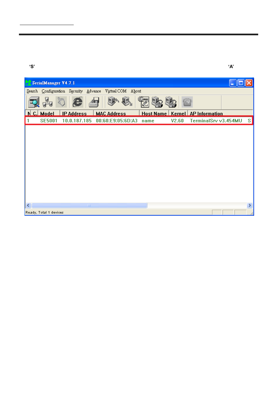 2 using serial manager configuration utility | Atop Technology SE5001A User manual User Manual | Page 67 / 72