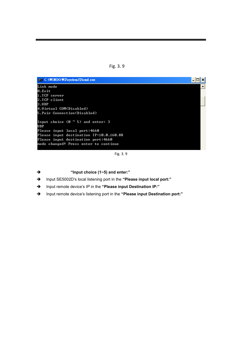 7 configure se5002d as a udp, Configure se5002d as a udp, Fig. 3. 9 | Atop Technology SE5002D User manual User Manual | Page 29 / 87