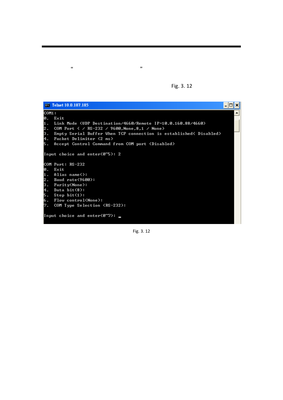 10 com port setting, Com port setting, Fig. 3. 12 | Atop Technology SE5002D User manual User Manual | Page 32 / 87