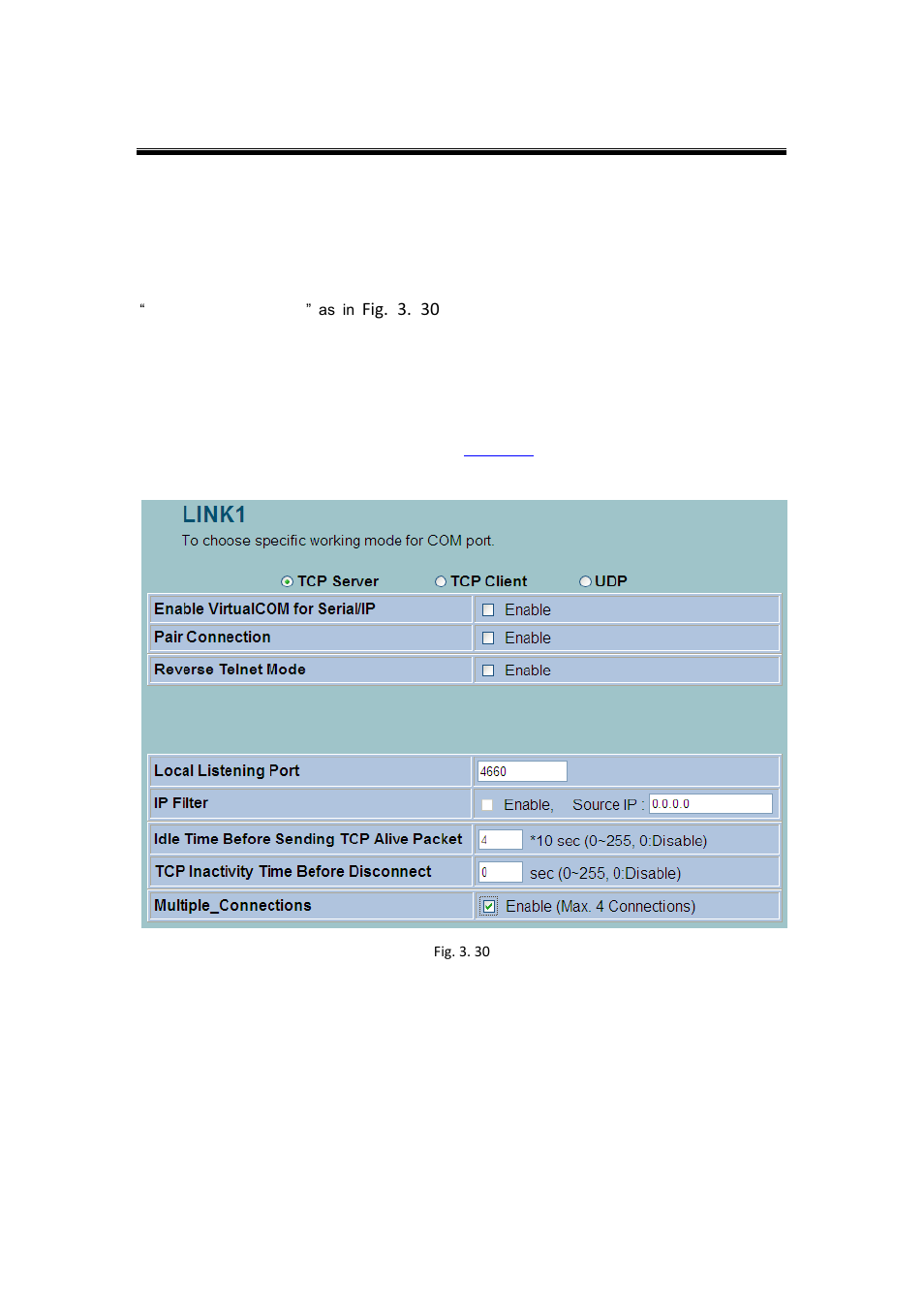 5 multiple tcp connections, Multiple tcp connections, Fig. 3. 30 | Atop Technology SE5002D User manual User Manual | Page 53 / 87