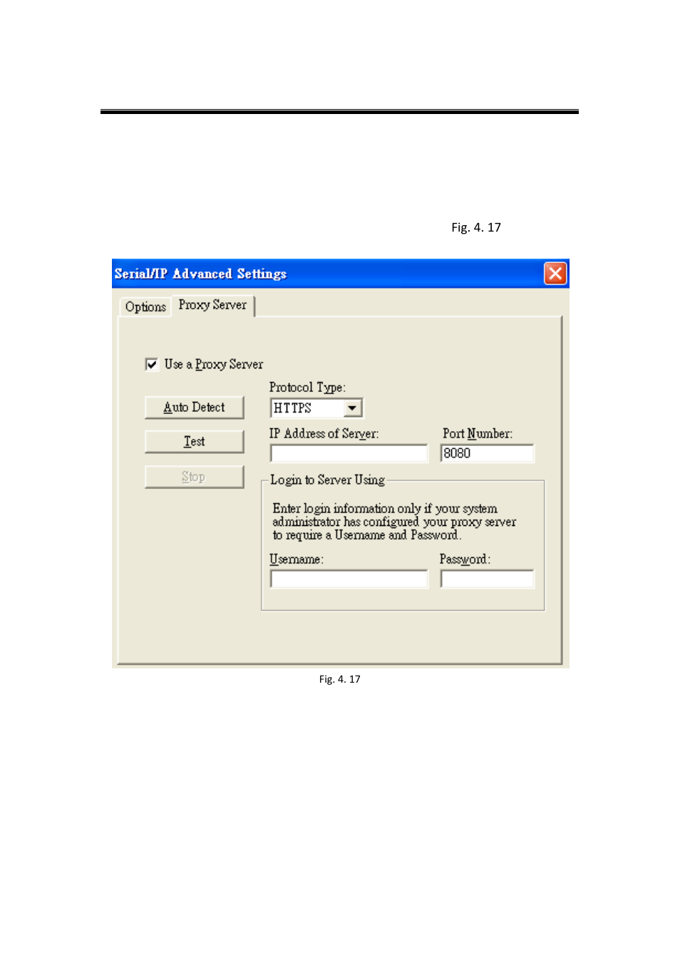 6 using serial/ip with a proxy server, Using serial/ip with a proxy server | Atop Technology SE5002D User manual User Manual | Page 79 / 87