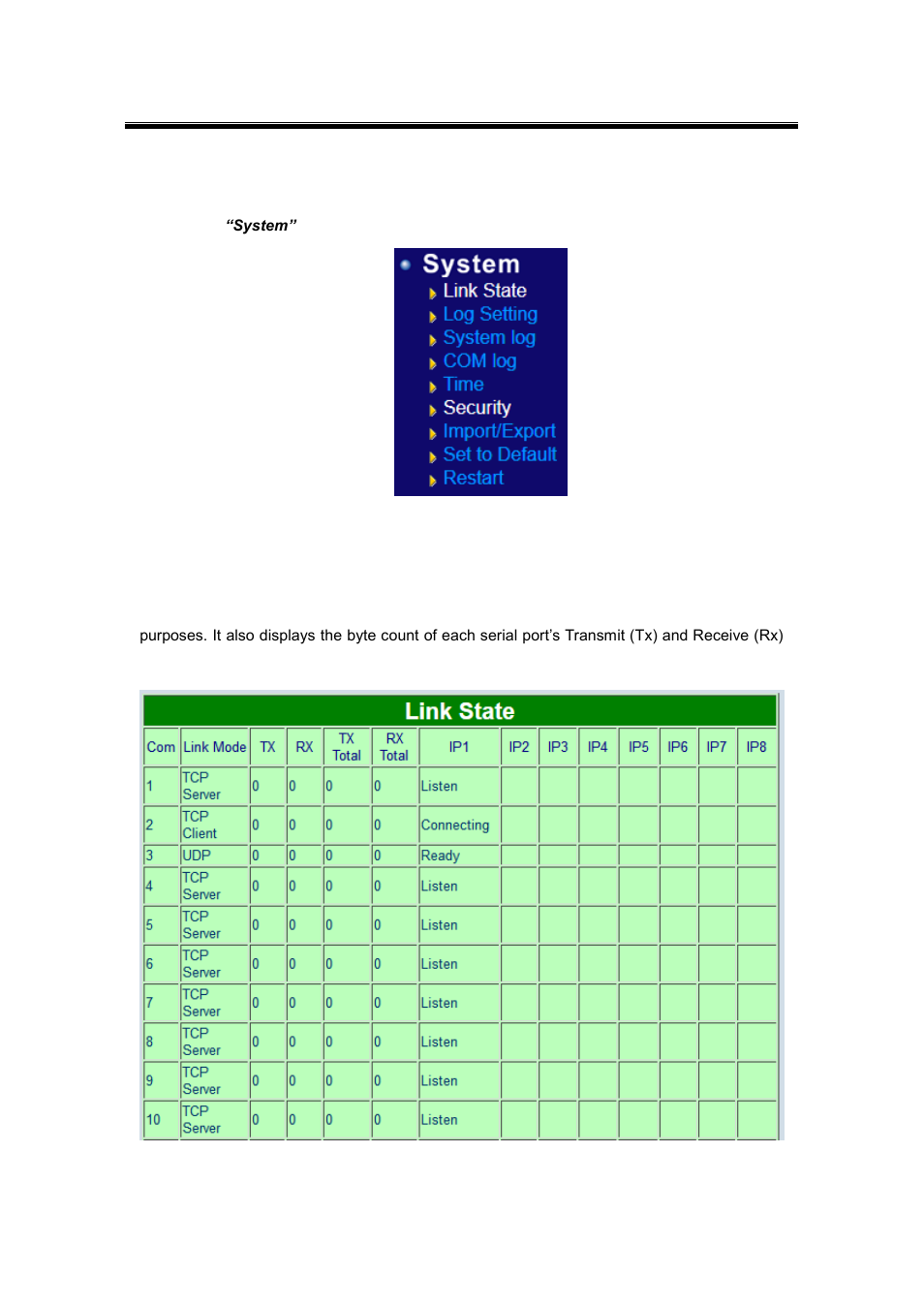 6 system configuration, 1 link state, System configuration | Link state | Atop Technology SE5416A User manual User Manual | Page 42 / 113