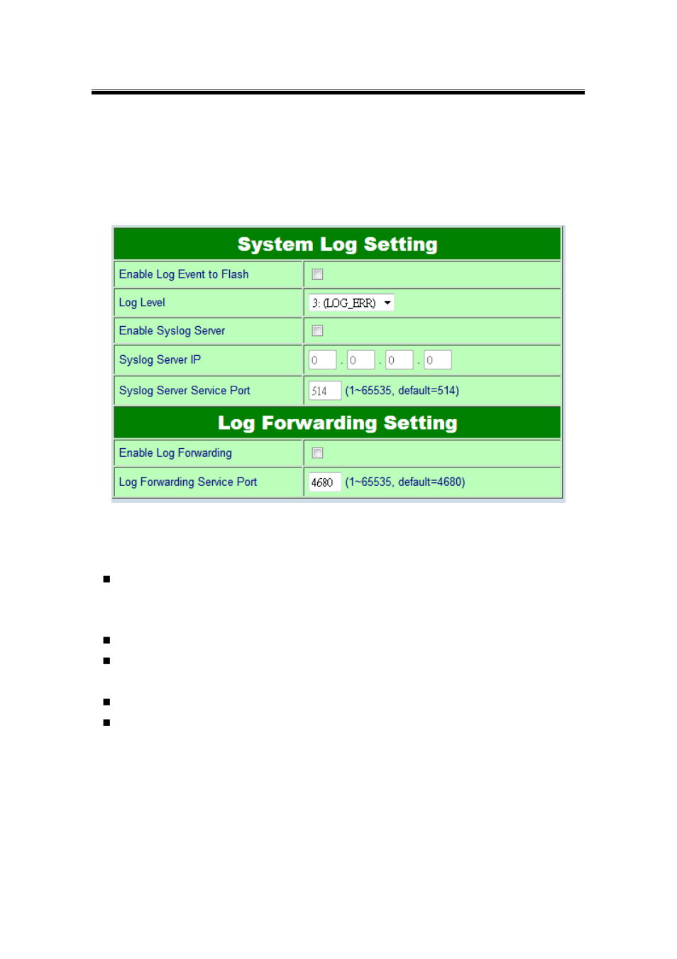 2 log settings, Log settings | Atop Technology SE5416A User manual User Manual | Page 43 / 113
