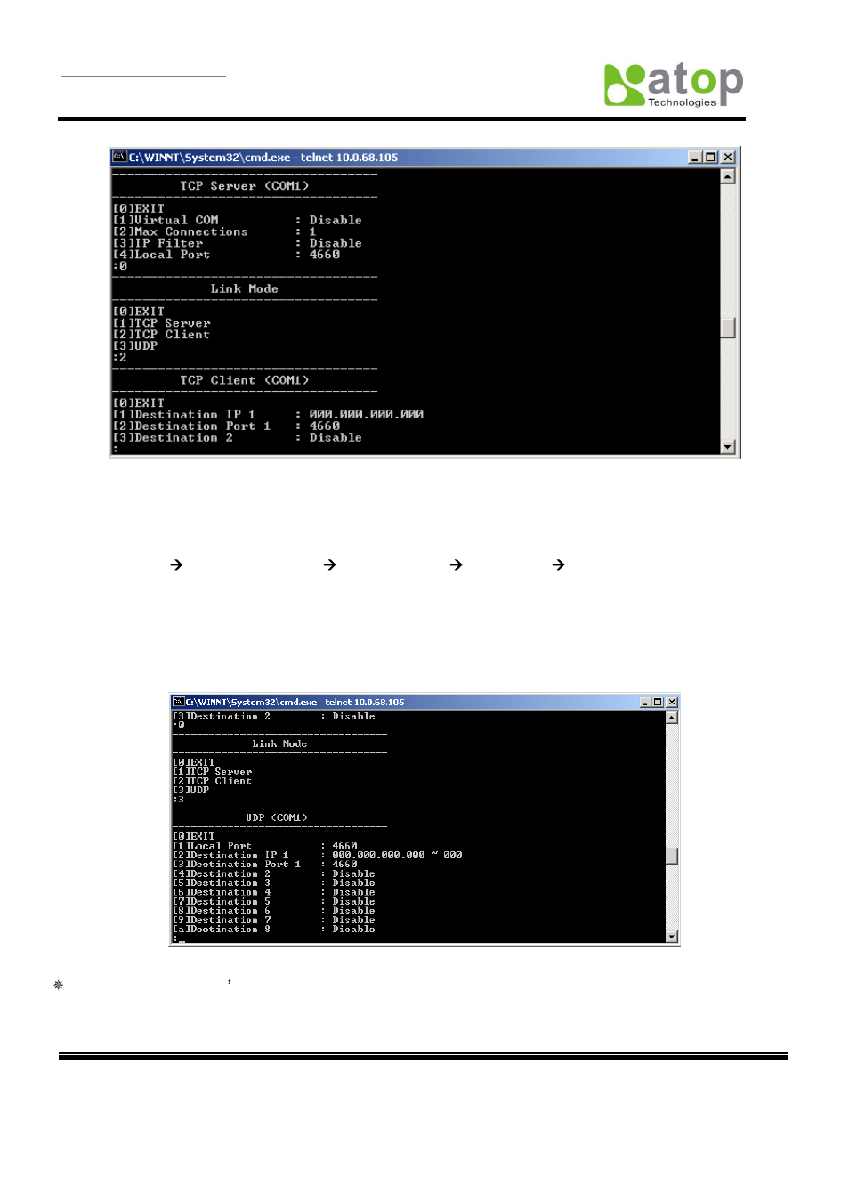 9 udp link mode | Atop Technology SE5404D User manual User Manual | Page 24 / 97