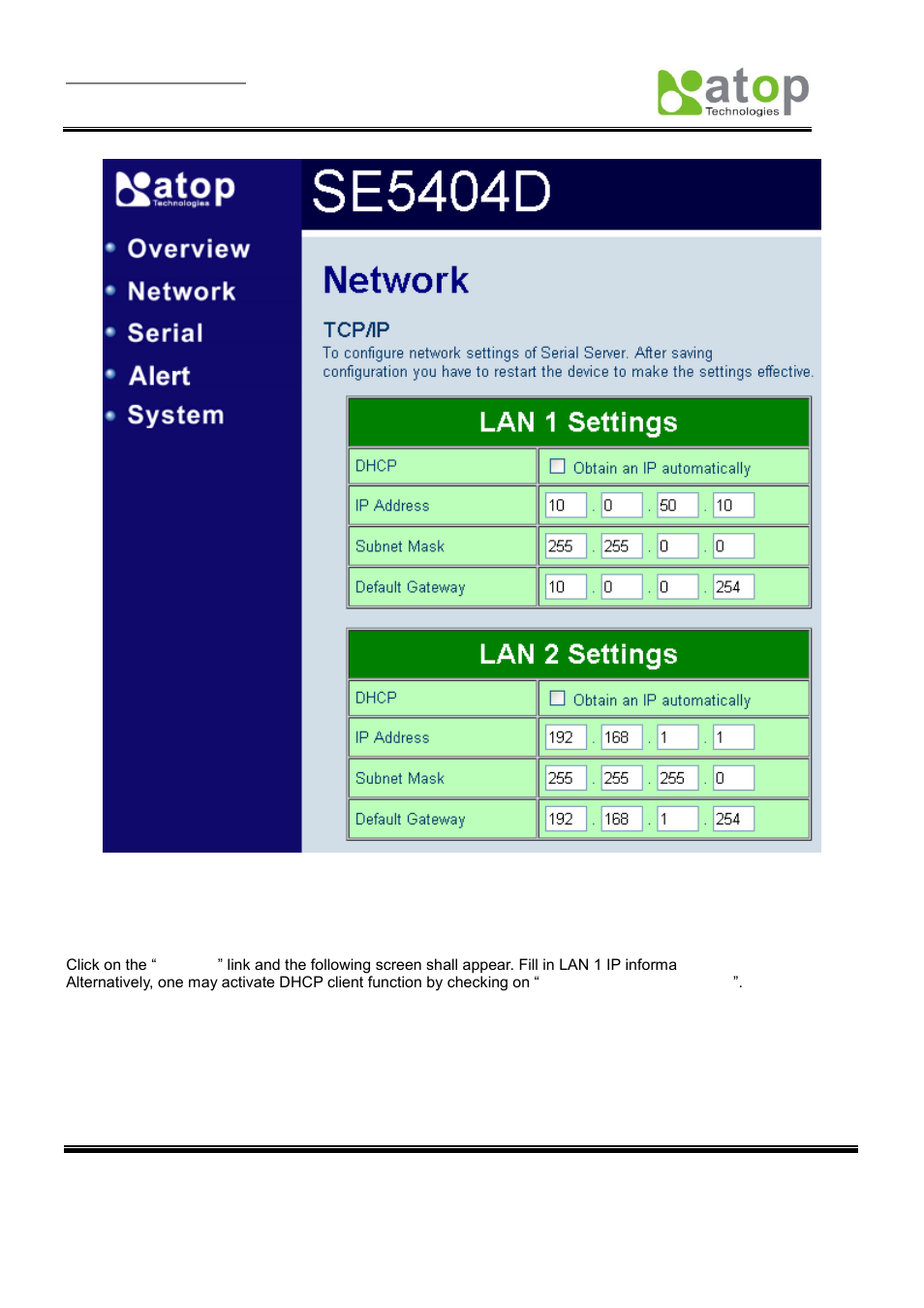 4 lan 1 settings | Atop Technology SE5404D User manual User Manual | Page 34 / 97