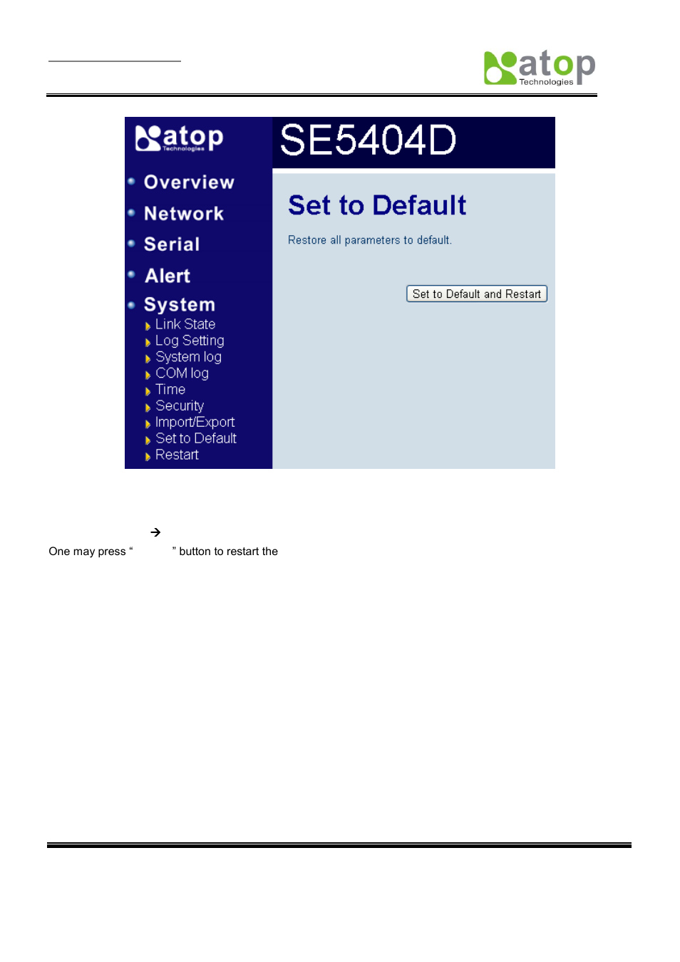 9 restart system | Atop Technology SE5404D User manual User Manual | Page 55 / 97