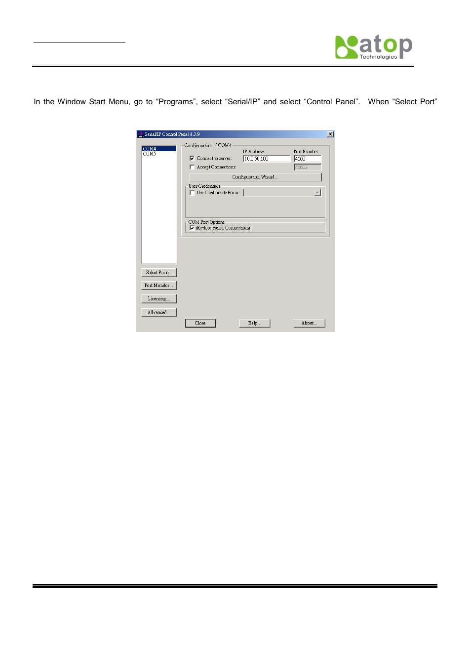 2 run serial/ip on pc, Onfiguring, Irtual | Orts, 3 configuring virtual com ports | Atop Technology SE5404D User manual User Manual | Page 59 / 97