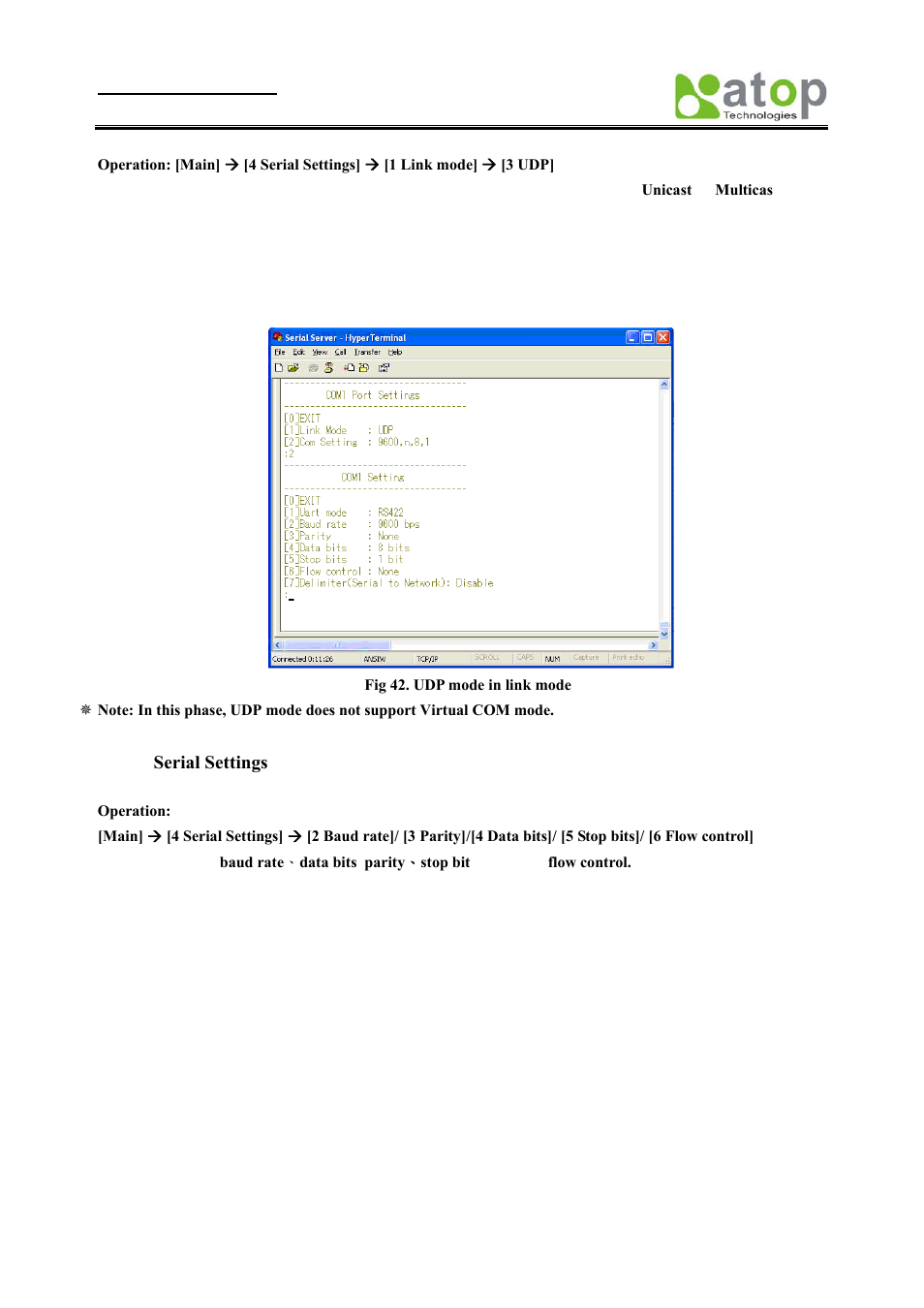 Serial settings | Atop Technology SE8502-M12 User Manual User Manual | Page 33 / 62