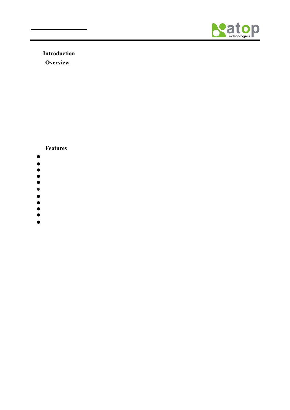 Introduction, Overview, Features | Verview, Eatures | Atop Technology SE8502-M12 User Manual User Manual | Page 5 / 62