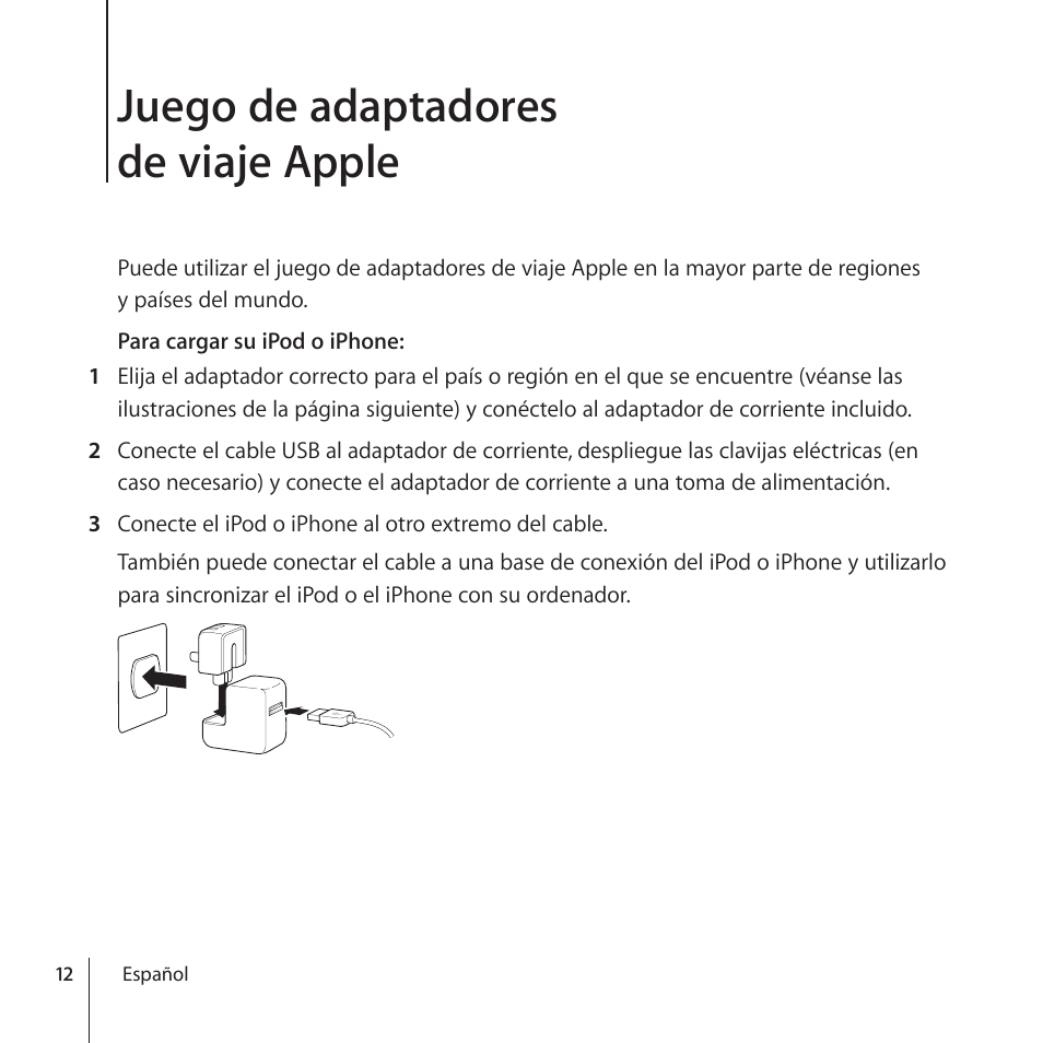 Juego de adaptadores de viaje apple | Apple World Travel Adapter User Manual | Page 12 / 20