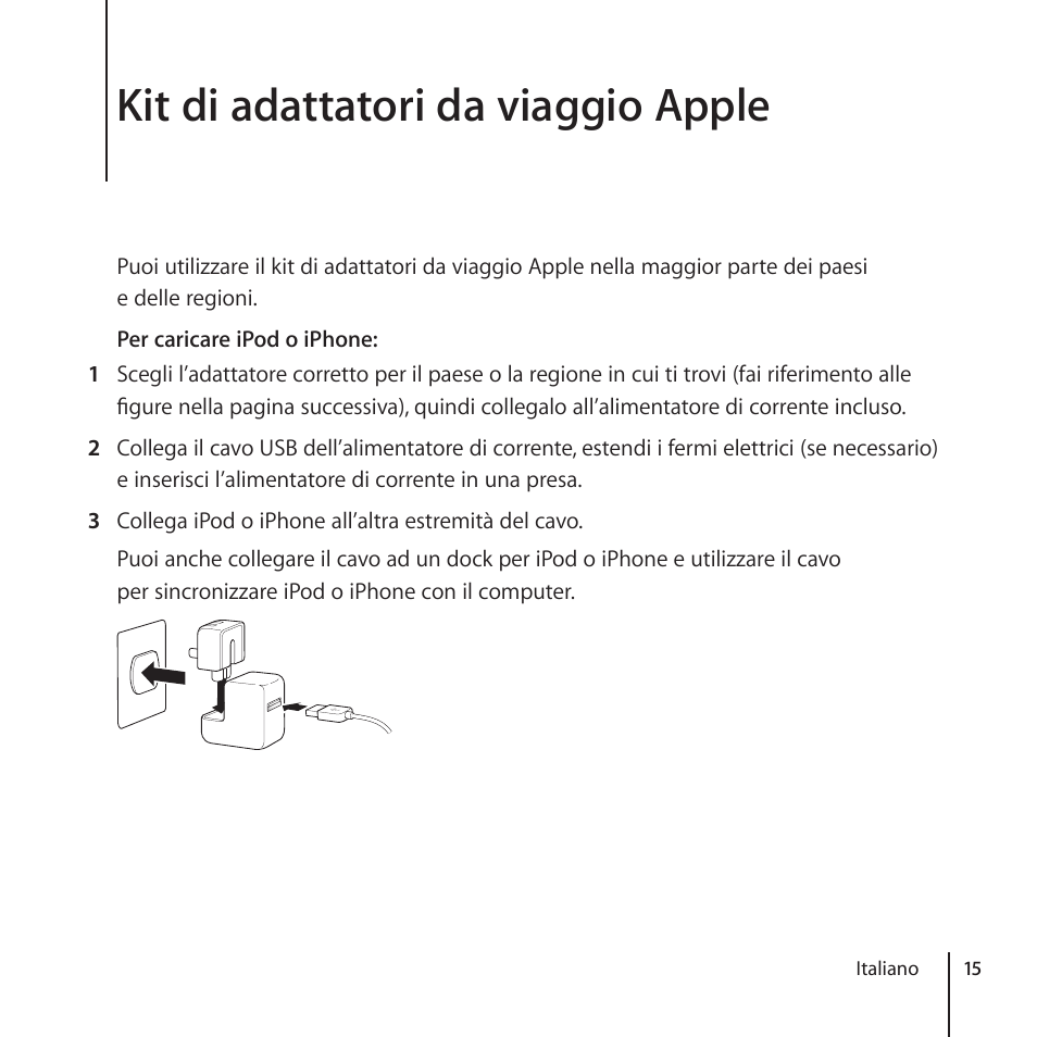 Kit di adattatori da viaggio apple | Apple World Travel Adapter User Manual | Page 15 / 20