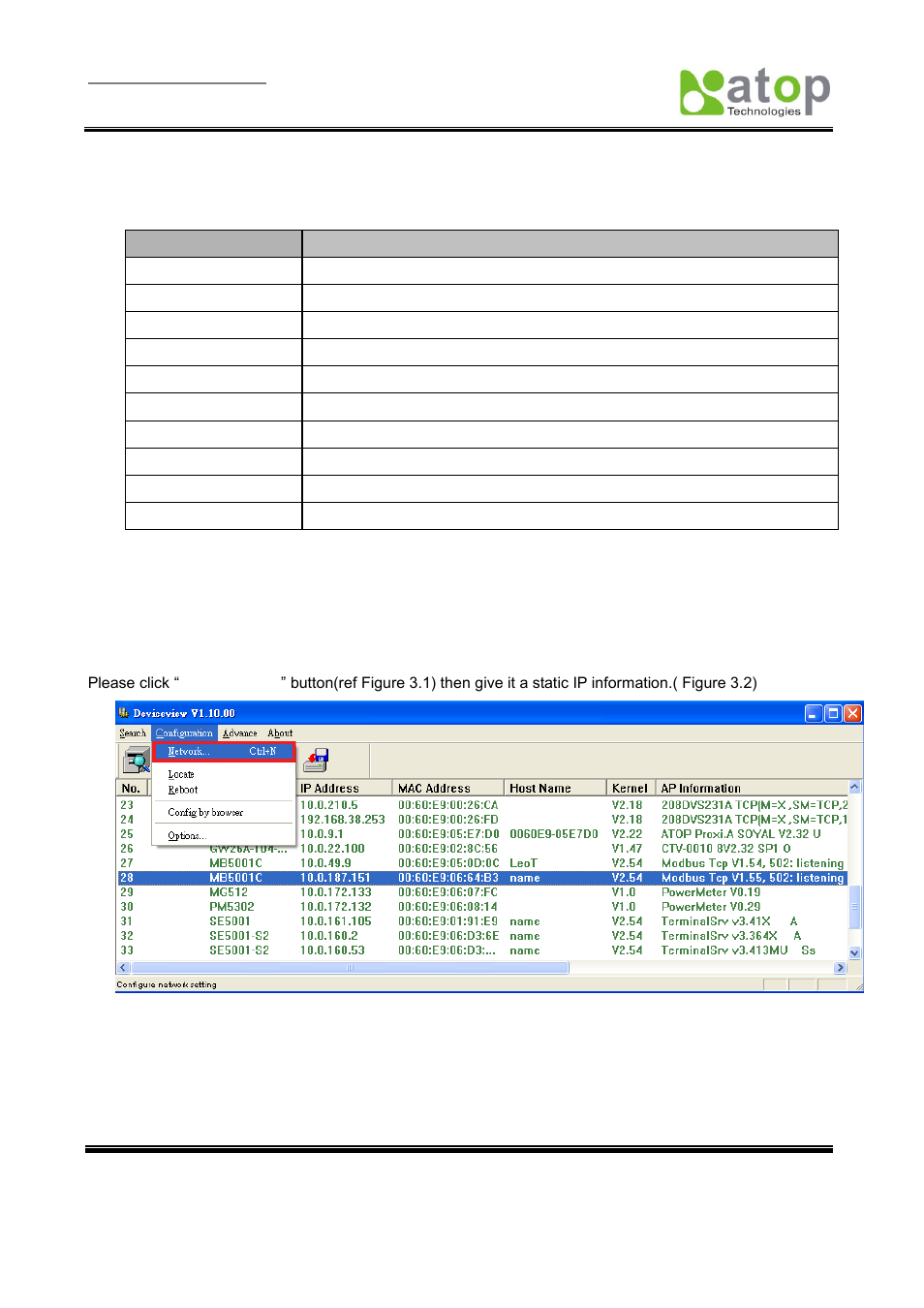 Software setup, 1 configuration by deviceview, 1 static ip | Atop Technology MB5001C User Manual User Manual | Page 10 / 46