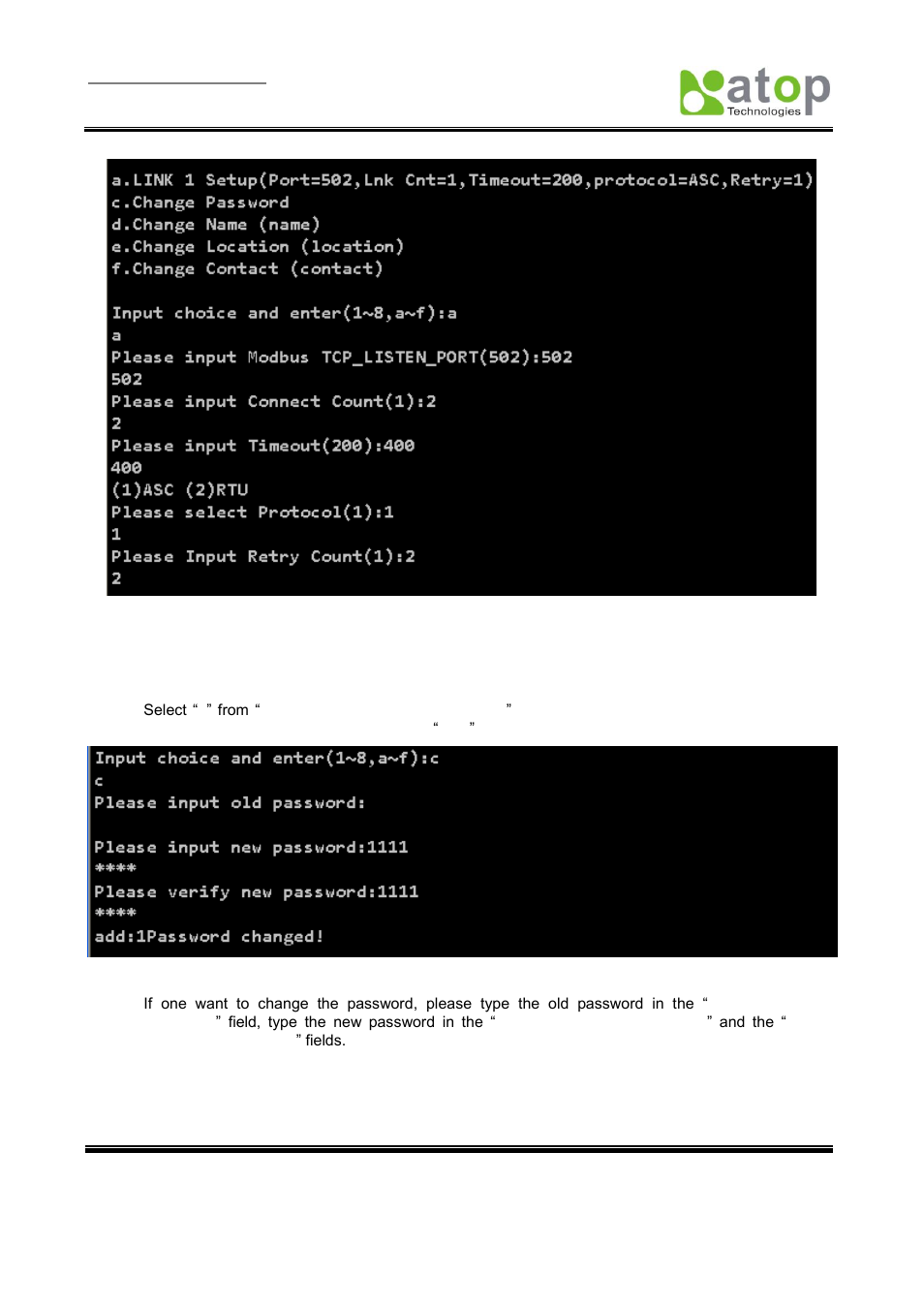 9 change password | Atop Technology MB5001C User Manual User Manual | Page 15 / 46