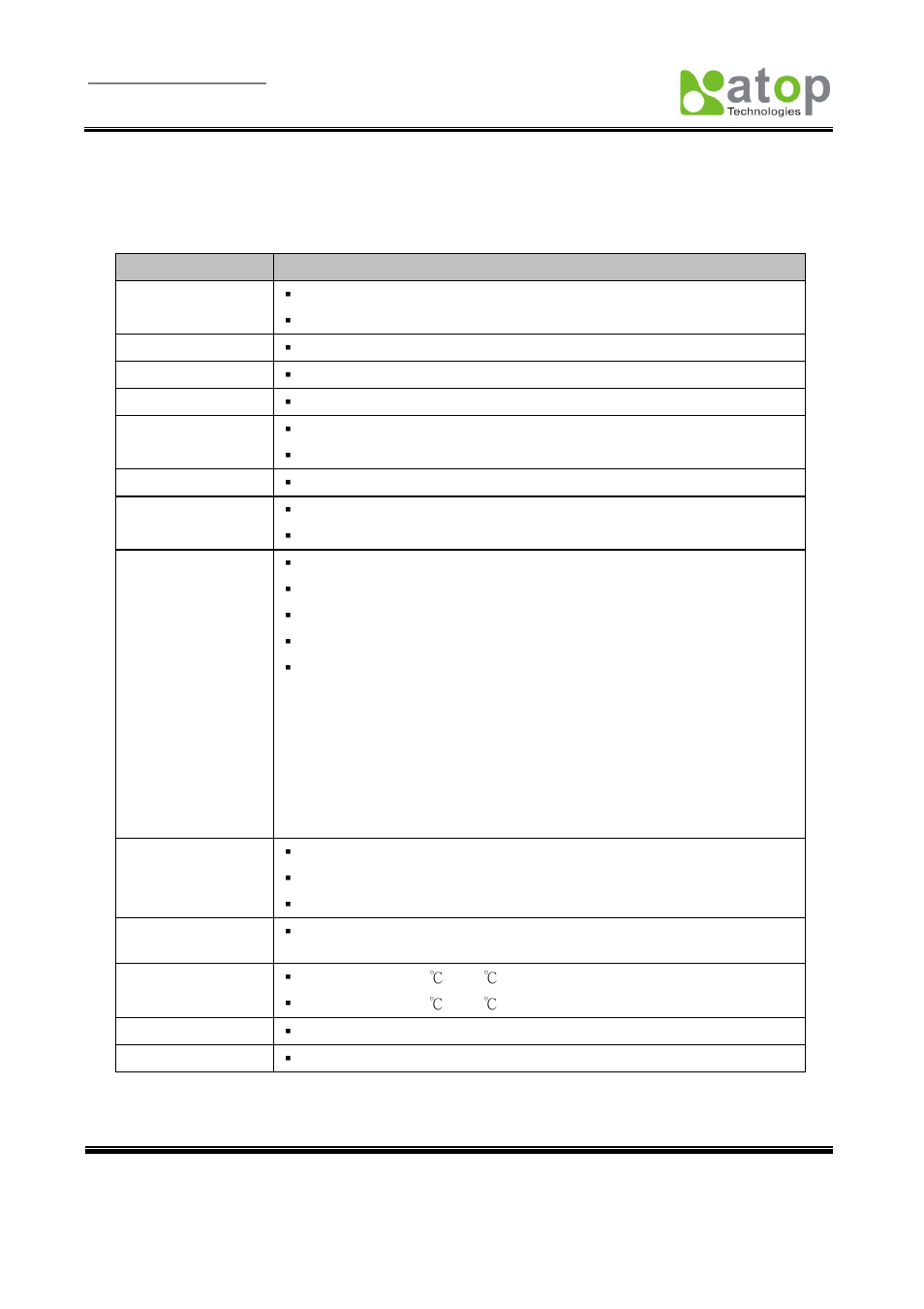 Appendix b: specifications, B.1 hardware specifications | Atop Technology MB5001C User Manual User Manual | Page 37 / 46