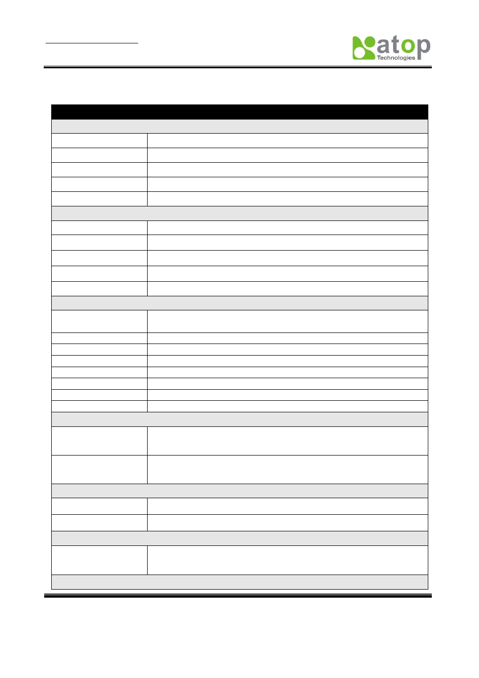 Appendix e: specification | Atop Technology MB5001C User Manual User Manual | Page 45 / 46