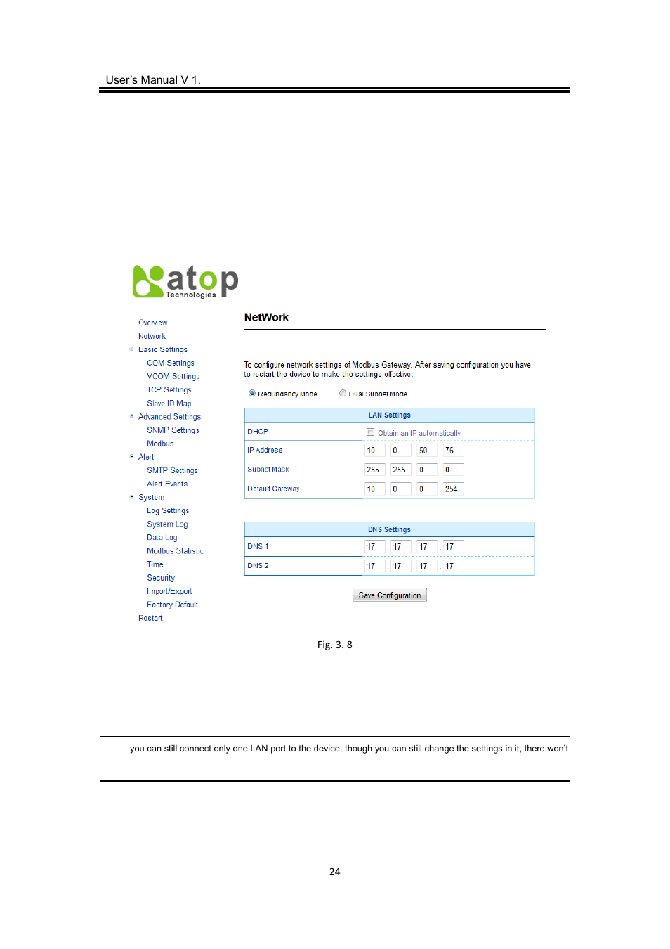 4 network configuration, Network configuration | Atop Technology MB5416A2 User manual User Manual | Page 27 / 84