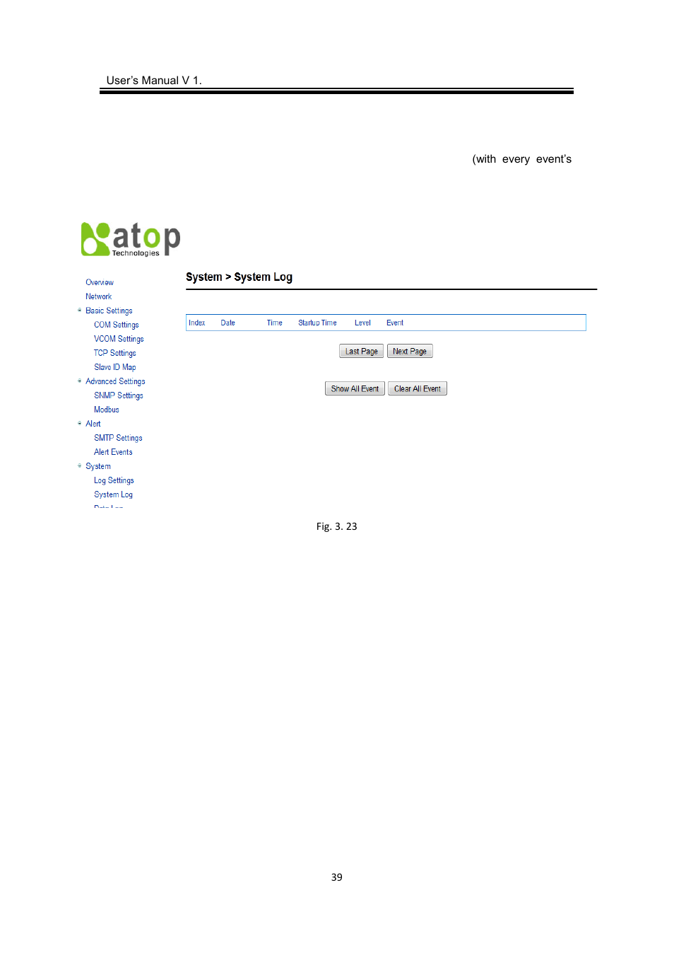 2 system log, System log | Atop Technology MB5416A2 User manual User Manual | Page 42 / 84