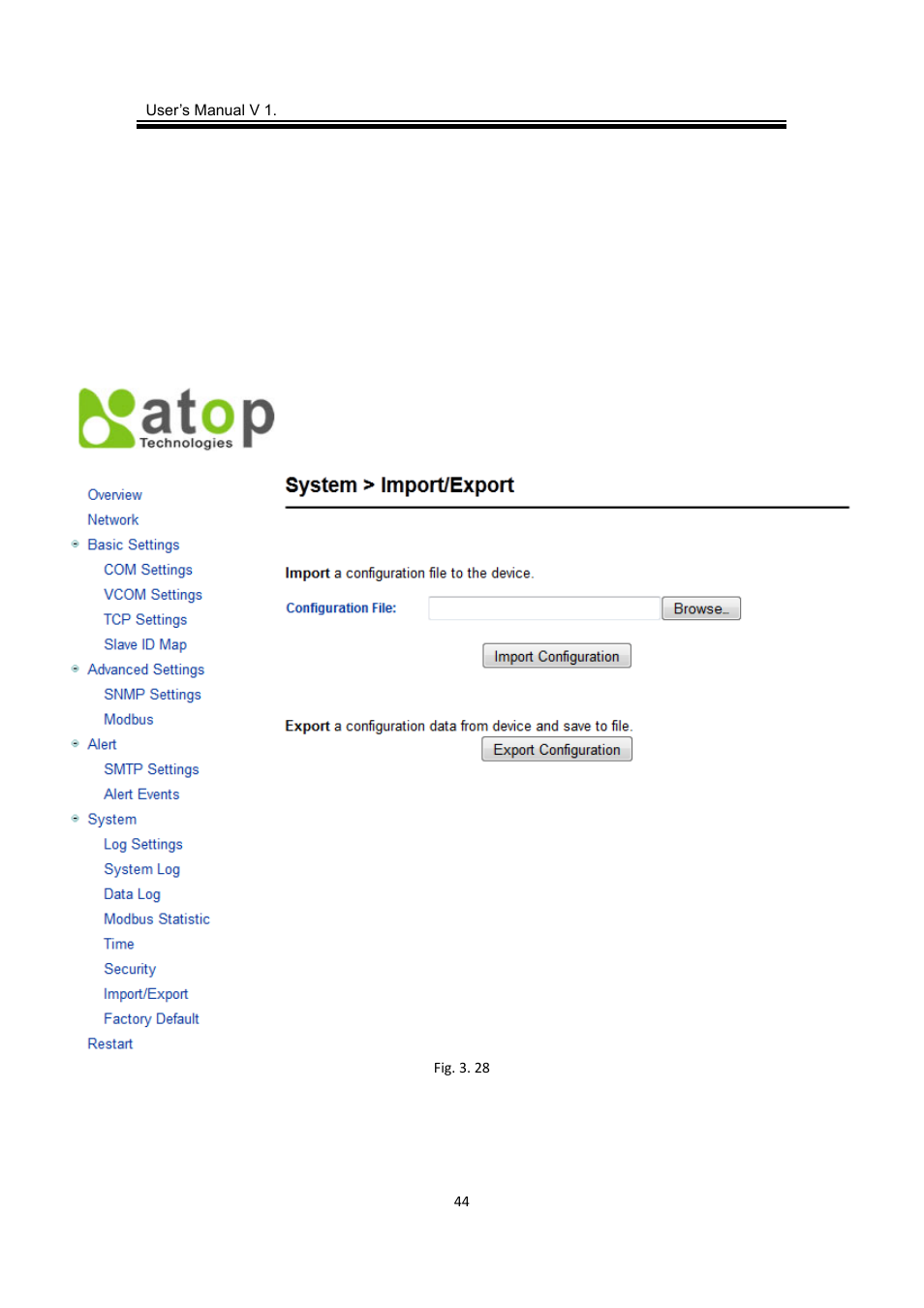 7 import/export, Import/export | Atop Technology MB5416A2 User manual User Manual | Page 47 / 84