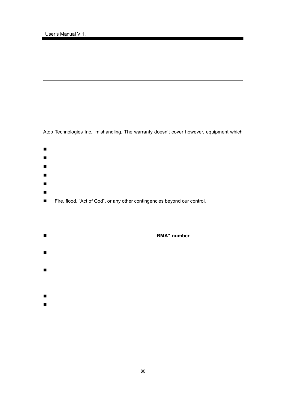 Warranty | Atop Technology MB5416A2 User manual User Manual | Page 83 / 84
