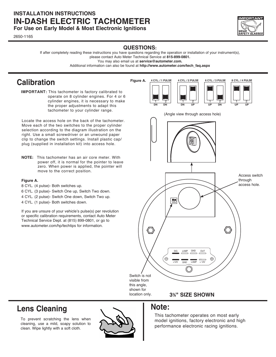 Auto Meter 1316 User Manual | 2 pages