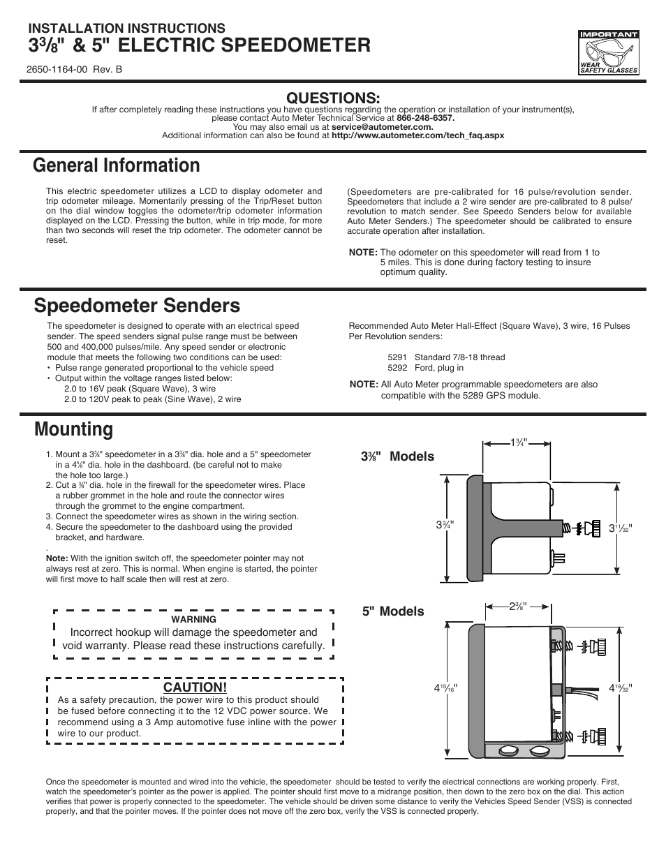 Auto Meter 2688 User Manual | 3 pages
