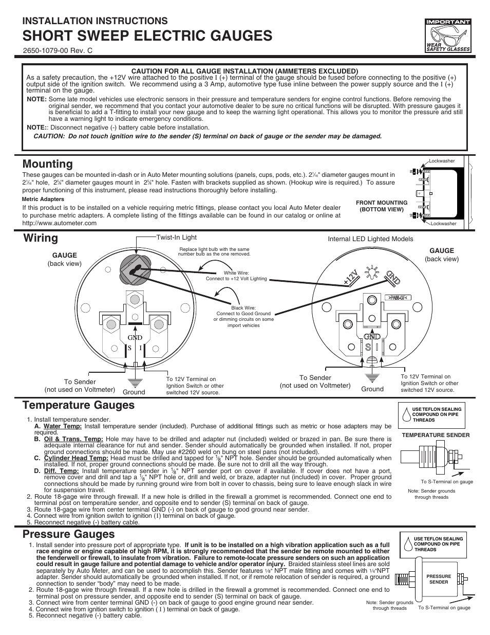Auto Meter 5747 User Manual | 2 pages