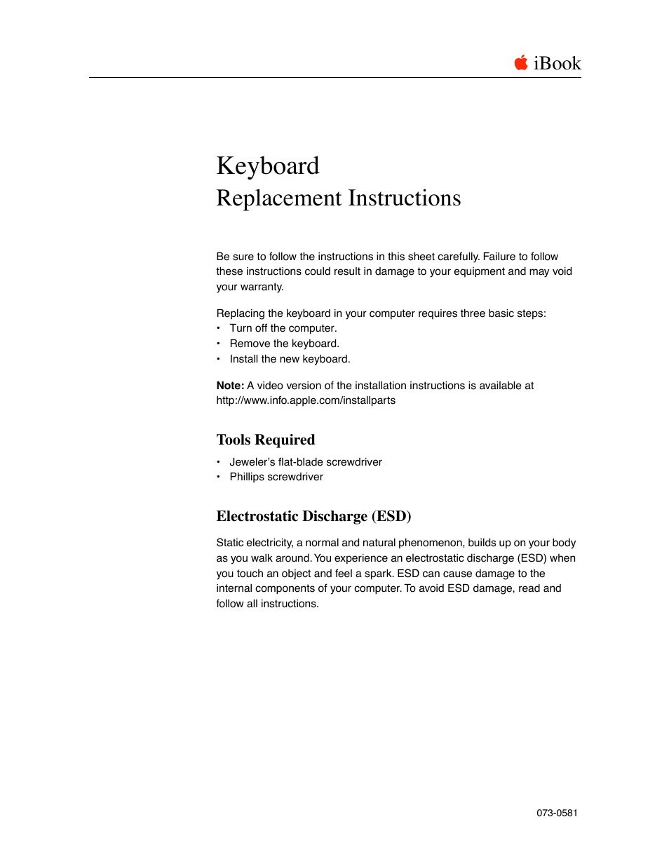 Apple iBook (Keyboard Replacement) User Manual | 6 pages