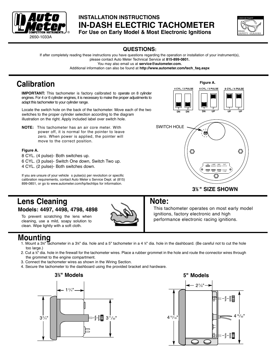 Auto Meter 1490 User Manual | 2 pages