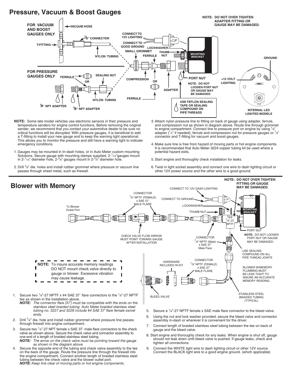 Pressure, vacuum & boost gauges | Auto Meter 4511 User Manual | Page 2 / 4