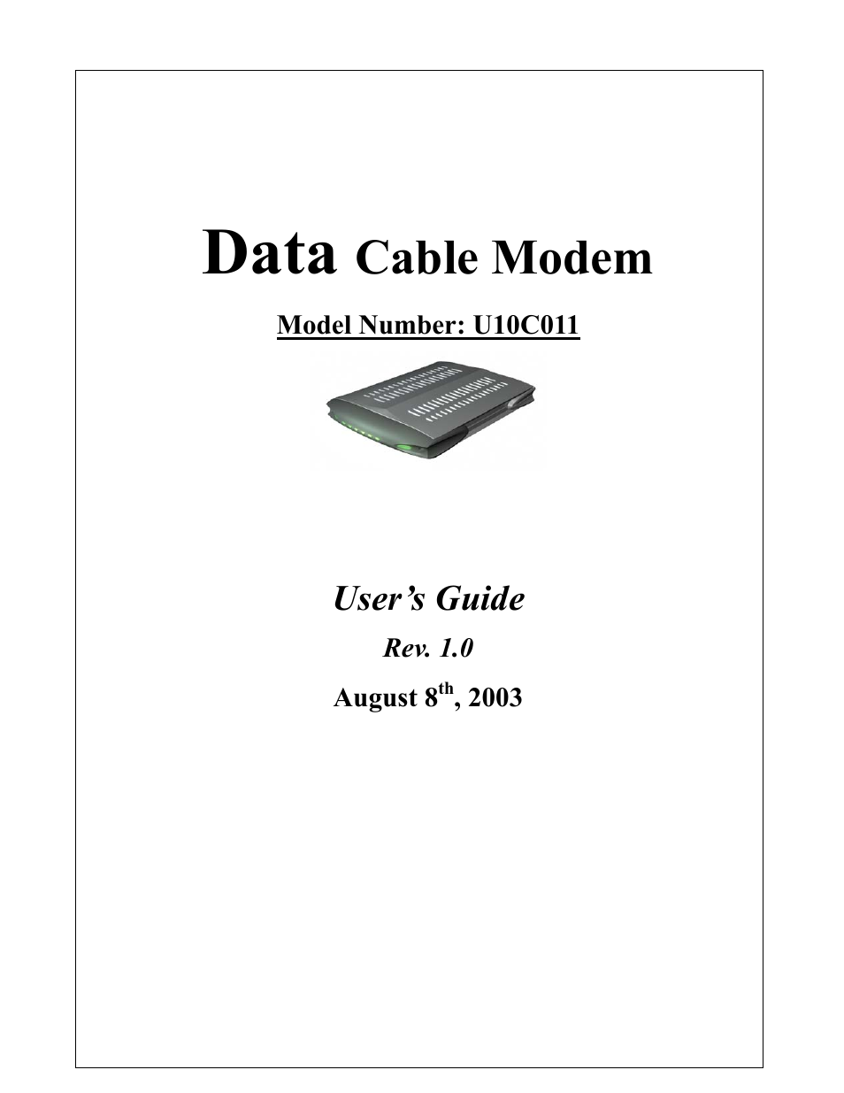 Ambit Data Cable Modem U10C011 User Manual | 30 pages