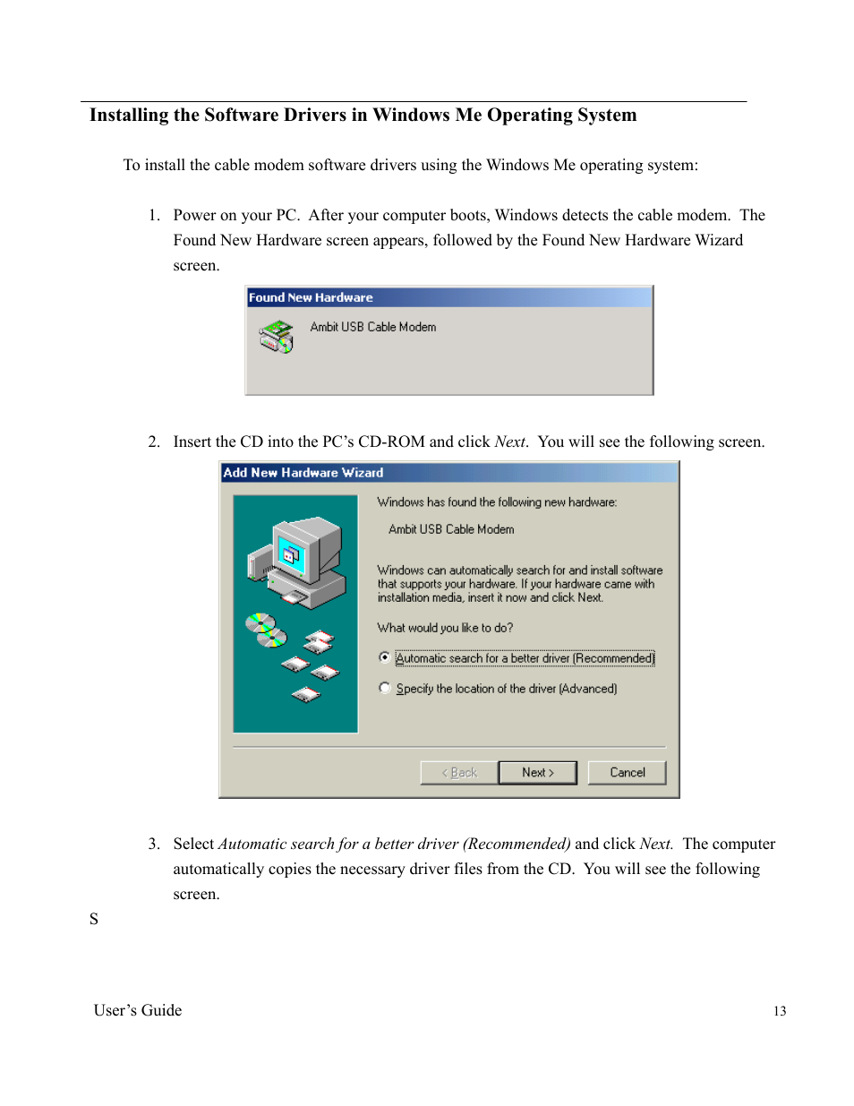 Ambit Data Cable Modem U10C011 User Manual | Page 13 / 30