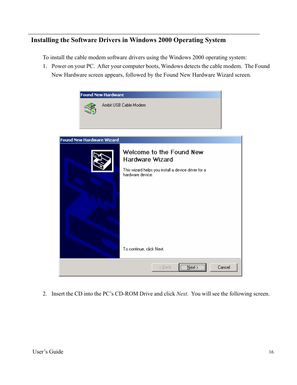 Ambit Data Cable Modem U10C011 User Manual | Page 16 / 30