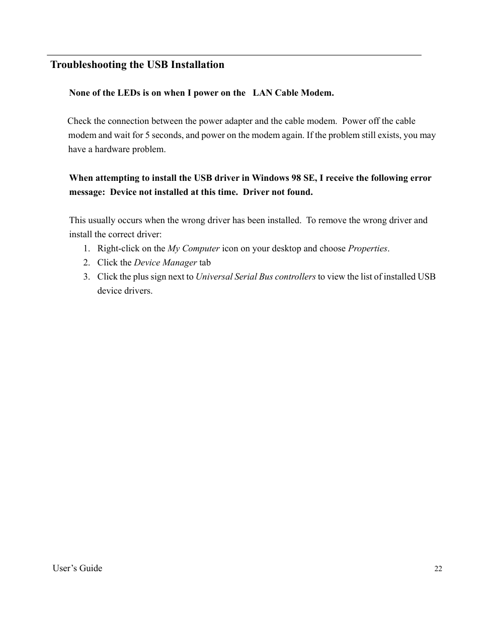 Ambit Data Cable Modem U10C011 User Manual | Page 22 / 30
